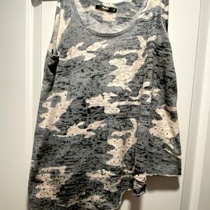 Papaya Blue and Cream Camouflage Tank Top